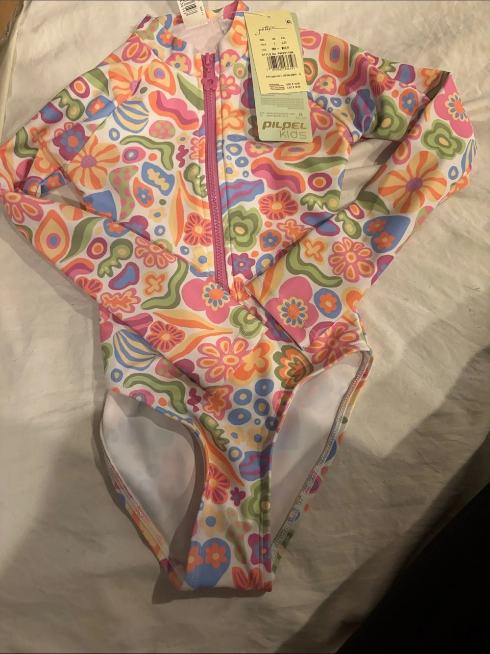 Gottex Floral Multi-Color Long Sleeve One-Piece Swimsuit